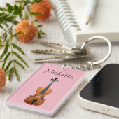 Porte-clés Violon musical Cute Rose Personnalisé (Devant droit)