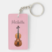 Porte-clés Violon musical Cute Rose Personnalisé (Dos)