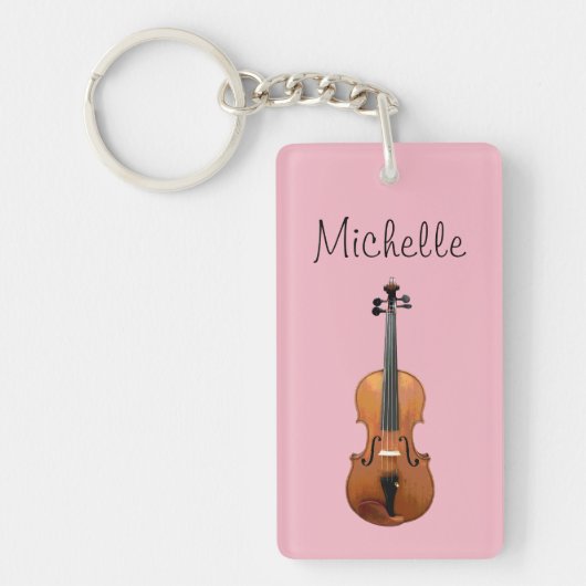 Porte-clés Violon musical Cute Rose Personnalisé (Devant)