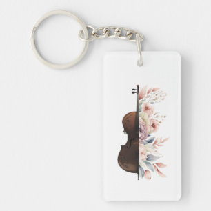 Porte-clés Violon parmi les fleurs. Bouquet de fleurs.