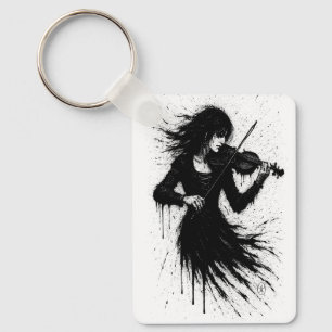 Porte-clés Violoniste Né de l'Encre dans la Tempête du Son