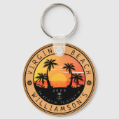 Porte-clés Virginia Beach USA Retro Sunset Souvenirs 60s (Recto)