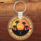 Porte-clés Virginia Beach USA Retro Sunset Souvenirs 60s (Recto)