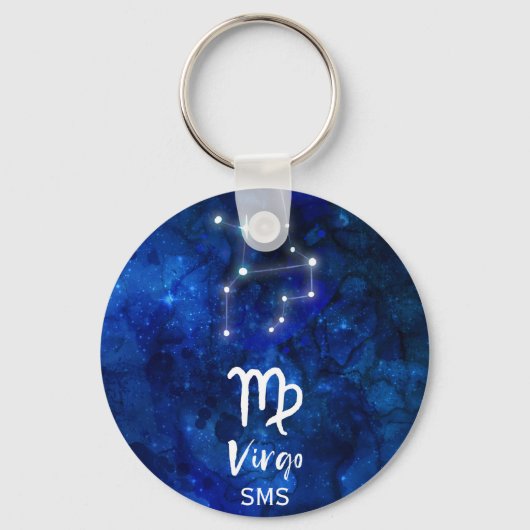 Porte-clés Virgo Zodiac Constellation Blue Galaxy Monogram (Recto)
