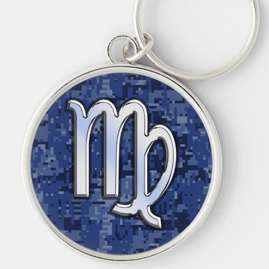 Porte-clés Virgo Zodiac Sign on Marine Blue Digital Camo Deco (Devant)