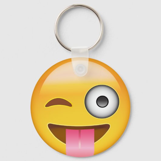 Porte-clés Visage Avec Coincé La Langue Et L'Oeil Émoji Éclat (Recto)