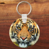 Porte-clés Visage d'animal tigre sauvage (Recto)