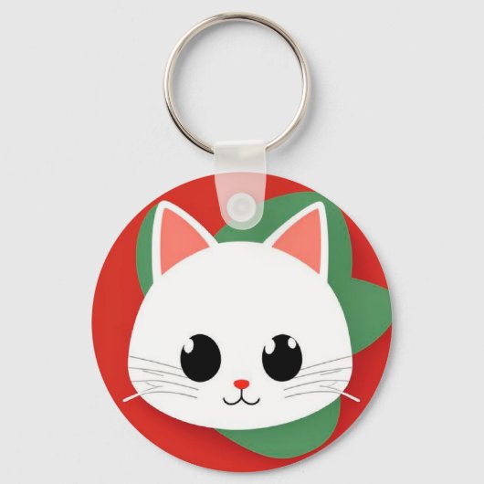 Porte-clés Visage de chat de dessin animé mignon avec design (Recto)