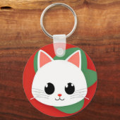 Porte-clés Visage de chat de dessin animé mignon avec design (Verso)