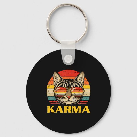 Porte-clés Visage de Chat Lunettes Karma Drôle Chat Chatte Ho (Recto)
