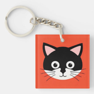 Porte-clés Visage de Chat Mignon Illustration Vibrante