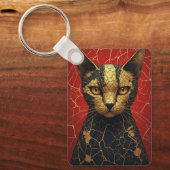 Porte-clés Visage de Chat Mystique avec Lignes de Fracture Do (Recto)