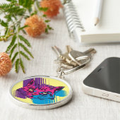 Porte-clés Visage de chat rose (Côté)