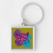 Porte-clés Visage de chat rose (Devant)