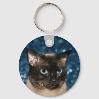 Porte-clés visage de chat siamois