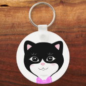 Porte-clés Visage de chat Tuxedo mignon (Recto)