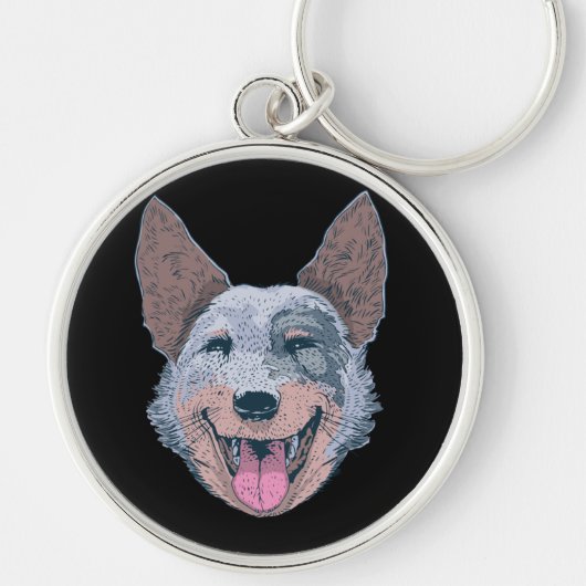 Porte-clés Visage de Chien Collie Heureux (Devant)