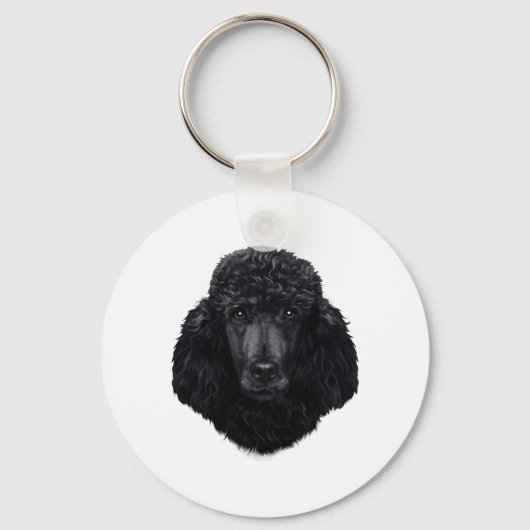Porte-clés Visage de chien de caniche noir (Recto)