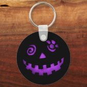 Porte-clés Visage de Citrouille Jack-o'-lantern fou pourpre (Recto)