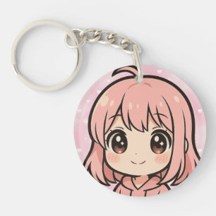 Porte-clés Visage de Fille Anime Kawaii Mignon