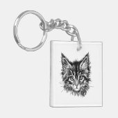 Porte-clés Visage de Kitten noir et blanc (Devant gauche)