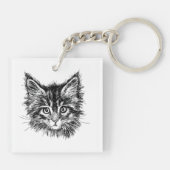 Porte-clés Visage de Kitten noir et blanc (Dos)