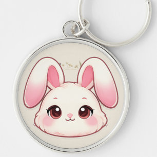 Porte-clés visage de lapin Kawaii Mignon