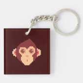 Porte-clés Visage de singe mignon pixelisé (Dos)