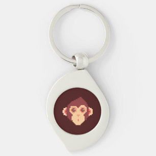 Porte-clés Visage de singe pixelisé mignon