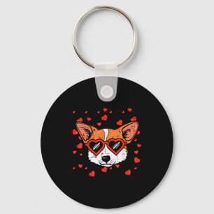 Porte-clés Visage de Welsh Corgi Cœur Gles Mignon Saint-Valen