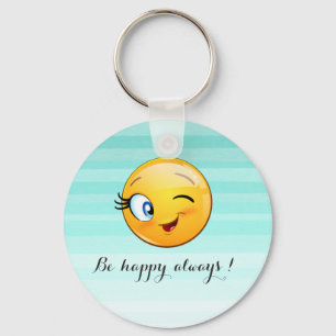 Porte-clés Visage d'Emoji Clin d'œil Adorable - Soyez heureux