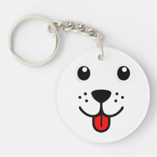 Porte-clés Visage d'émoticône joyeux de chiot chien animal de