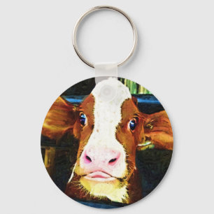 Porte-clés Visage drôle de vache