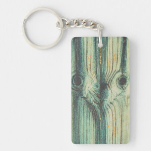 Porte-clés Visage drôle, grain de bois