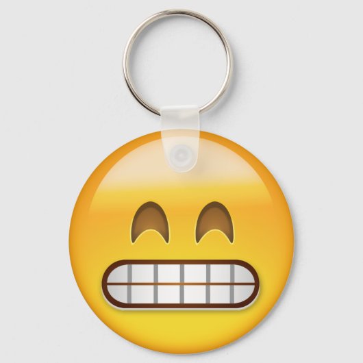 Porte-clés Visage Grinning Avec Les Yeux Souriants Emoji (Recto)