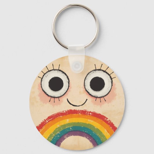 PORTE-CLÉS VISAGE HEUREUX ARC-EN-CIEL (Recto)