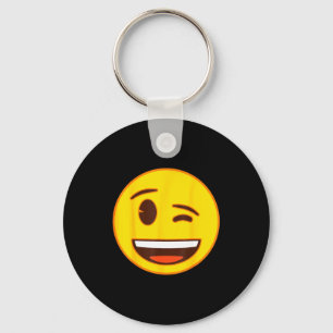 Porte-clés Visage jaune de sourire clin d'œil Emoji officiel