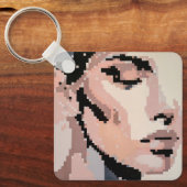 Porte-clés Visage paisible en pixel art (Recto)