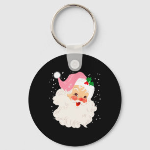 Porte-clés Visage Père Noël Rétro En Pink Casquette Vintage N