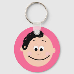 Porte-clés Visage souriant fille Ponytail cheveux noirs