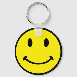 Porte-clés Visage Souriant Jaune Clair Rétro