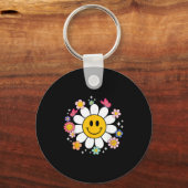 Porte-clés Visage Sourire Fleur de Daisy Rétro Heureux Style  (Recto)