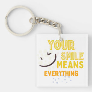 Porte-clés Visage Sourire Mignon & Citation Positive Double F