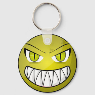 Porte-clés Visage vert fâché effrayant de bande dessinée