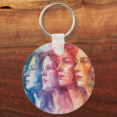 Porte-clés Visages des femmes - Peinture aquarelle (Verso)