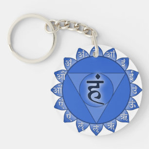Porte-clés Vishuddha Chakra Blue Petals & Sanskrit Vowels