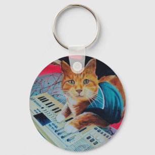 Porte-clés Vitesse de peinture de chat de clavier