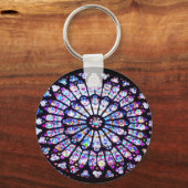 Porte-clés Vitrail de Paris Notre-Dame - La Rose (Recto)