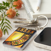 Porte-clés Vitrail victorien look élégant or noir (Devant droit)