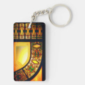 Porte-clés Vitrail victorien look élégant or noir (Dos)